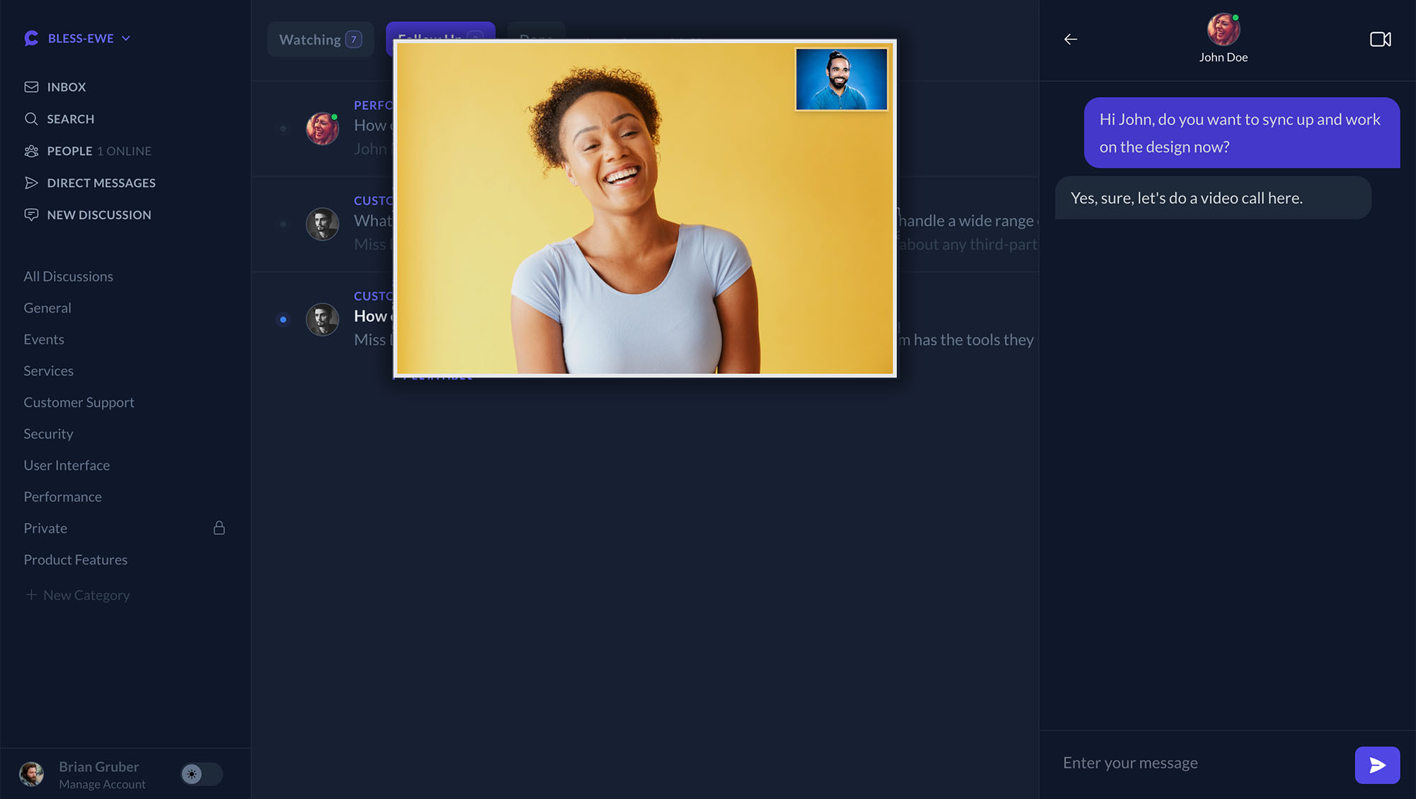 Realtime video call screenshot